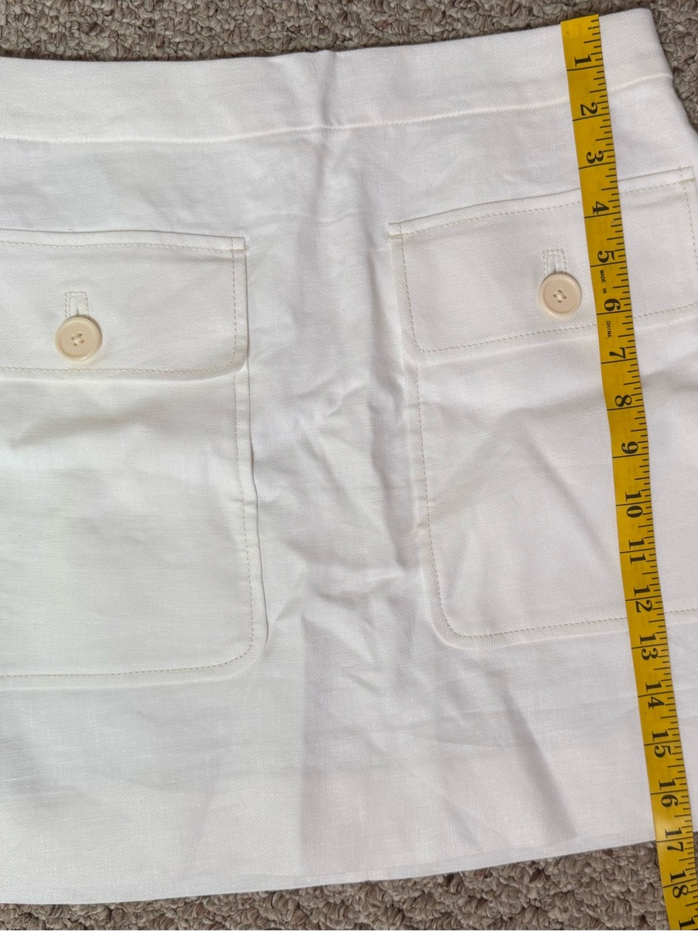 J. Crew White Mini Skirt with Buttoned Patch Pockets